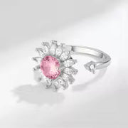 Anillo de flores de cristal de oro y plata