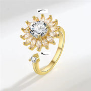 Anillo de flores de cristal de oro y plata