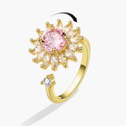 Anillo de flores de cristal de oro y plata