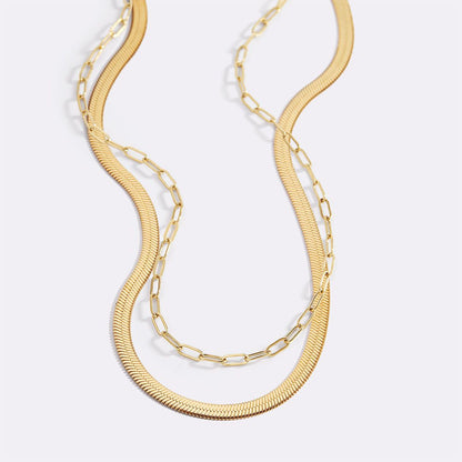 Herringbone & Paperclip Chain Set