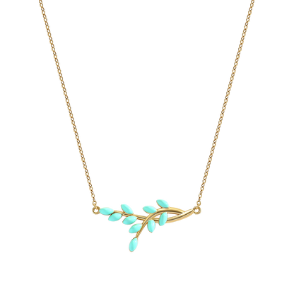 Enamel Leaf Pendant Necklace