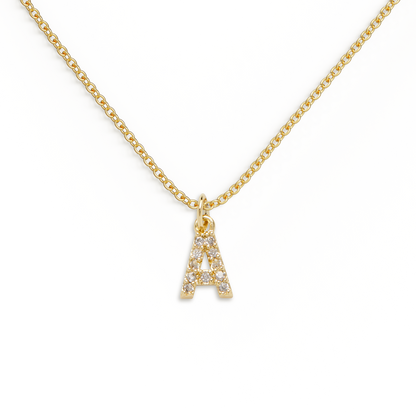 Gold Pavé Uppercase Initial Necklace