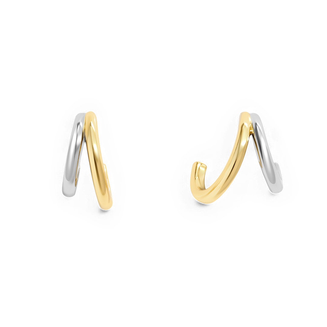 Mixed Metal Double Hoop Earrings