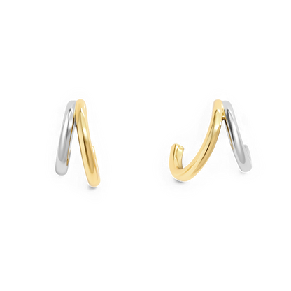 Mixed Metal Double Hoop Earrings