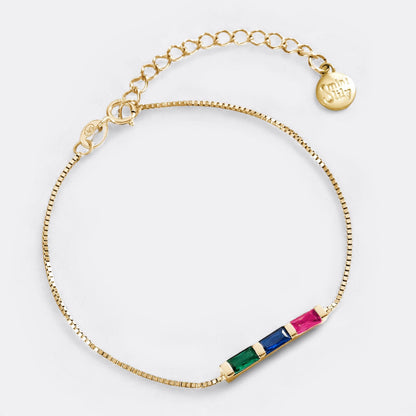 Dainty Baguette Birthstone Bracelet