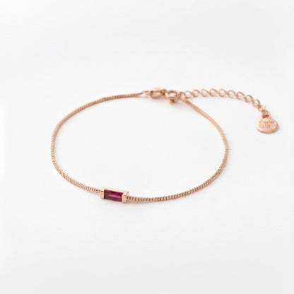 Dainty Baguette Birthstone Bracelet