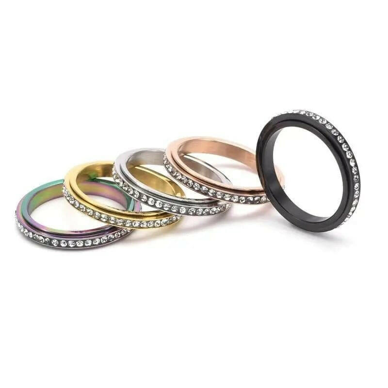 Silver Single Line Gem Essential Ring