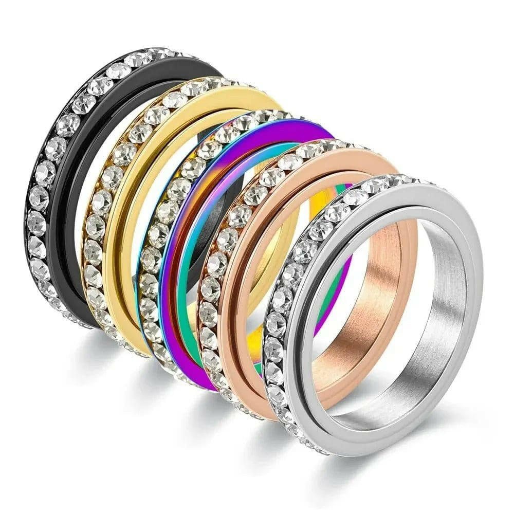 Silver Single Line Gem Essential Ring
