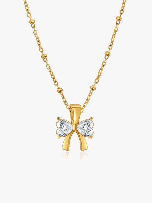 Amara Zirconia Bow Pendant Necklace