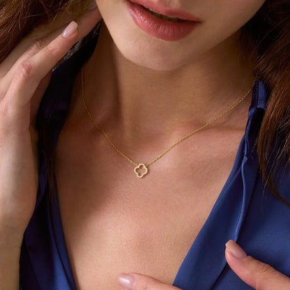 Aurora Clover Zirconia Necklace