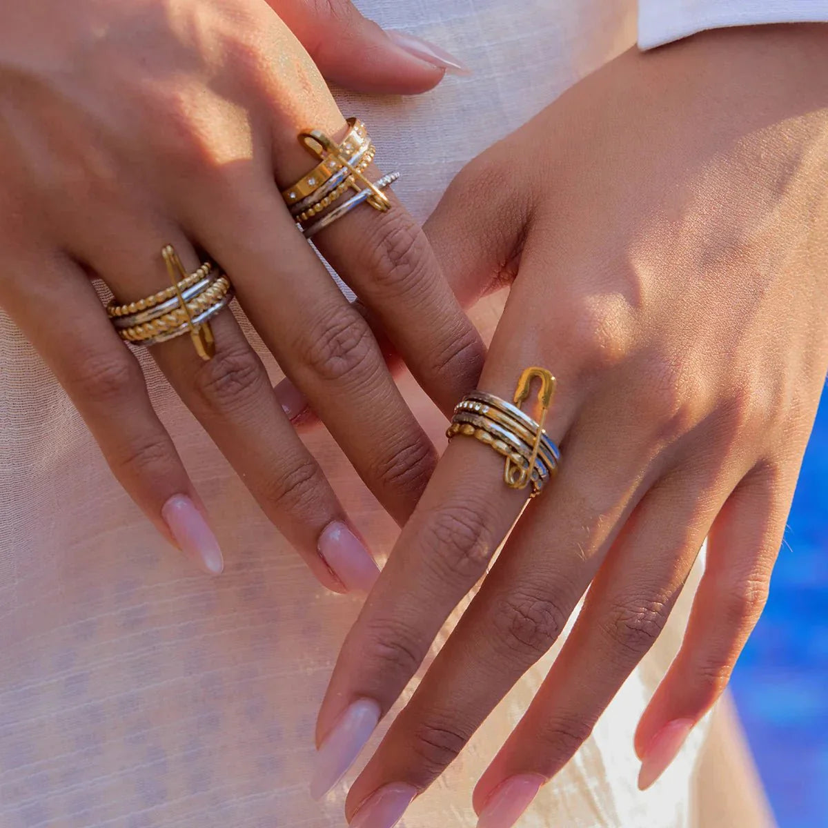 Claudine stacked Pin Rings