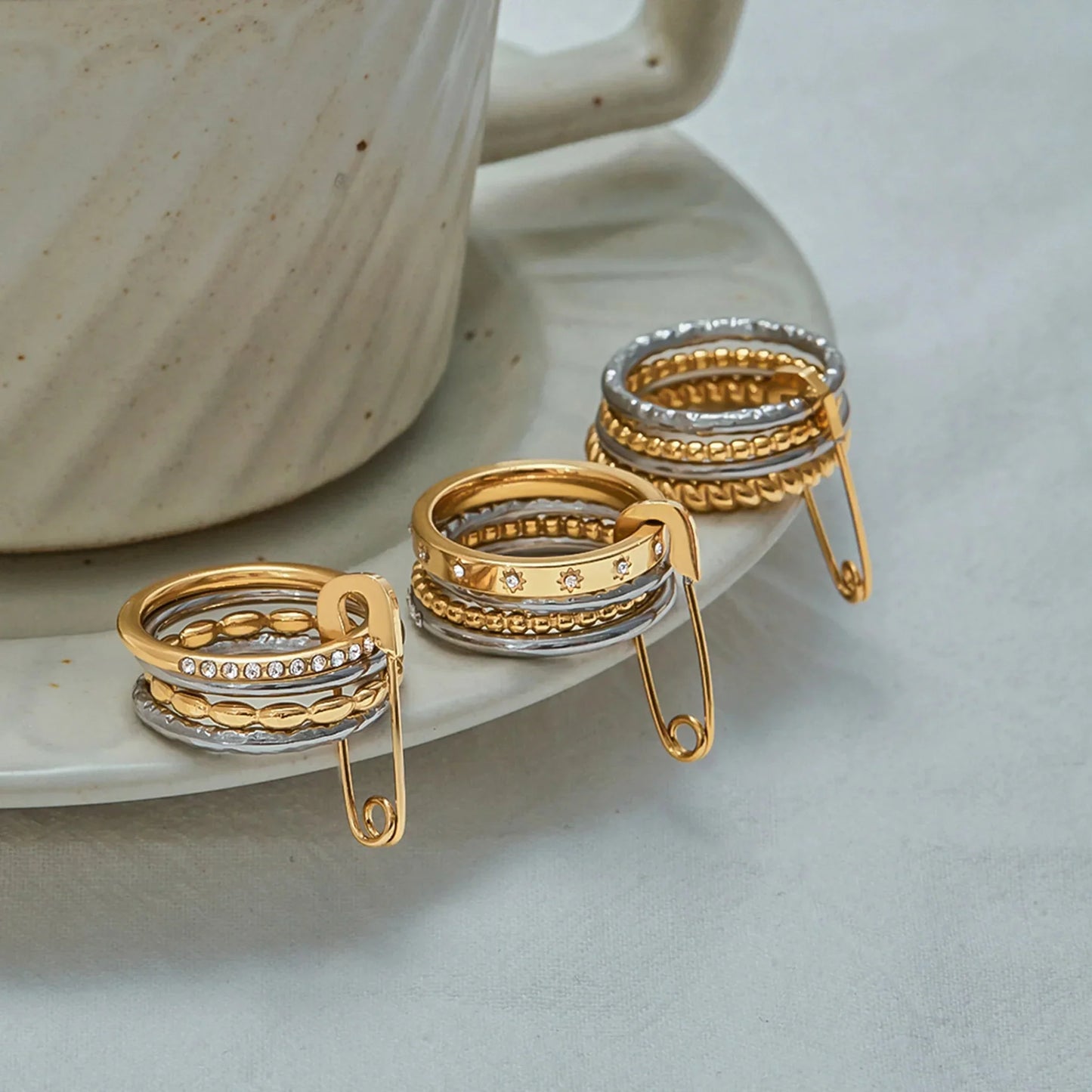 Claudine stacked Pin Rings