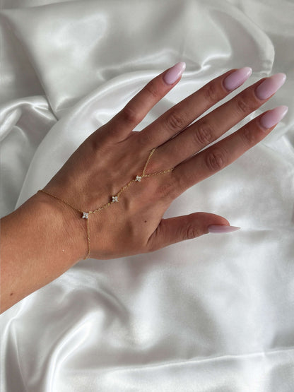 Cora Flower Rhinestone Handchain