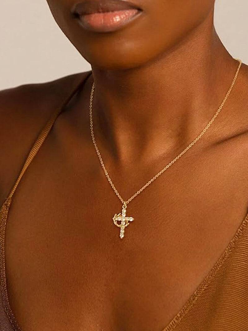 Tabitha Gemstone Cross Pendant Necklace