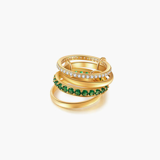 Dana Emerald Rhinestone Stacked Ring