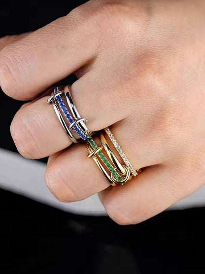 Dana Emerald Rhinestone Stacked Ring