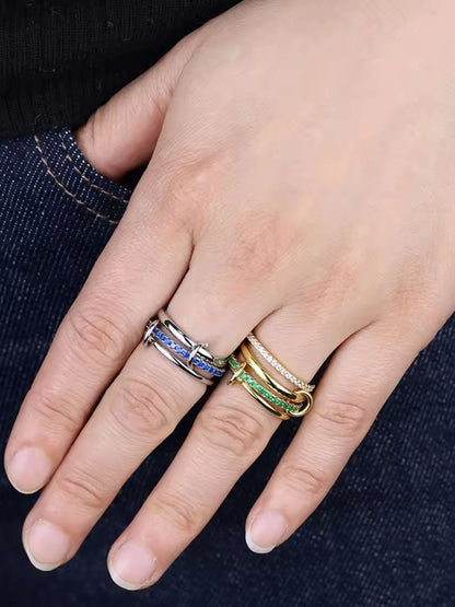 Dana Emerald Rhinestone Stacked Ring