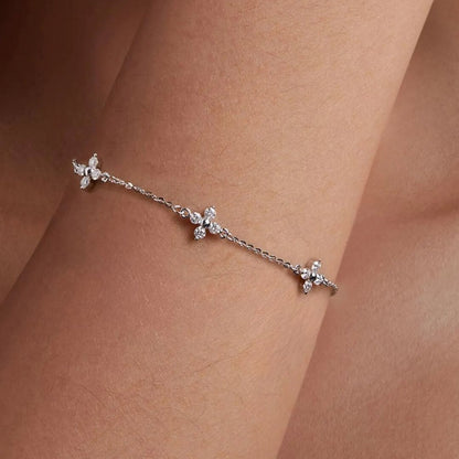 Dina Rhinestone Flower Chain Bracelet