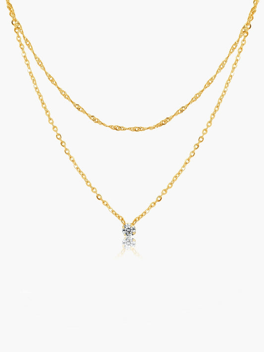 Elora Double Layer Zirconia Pendant Necklace