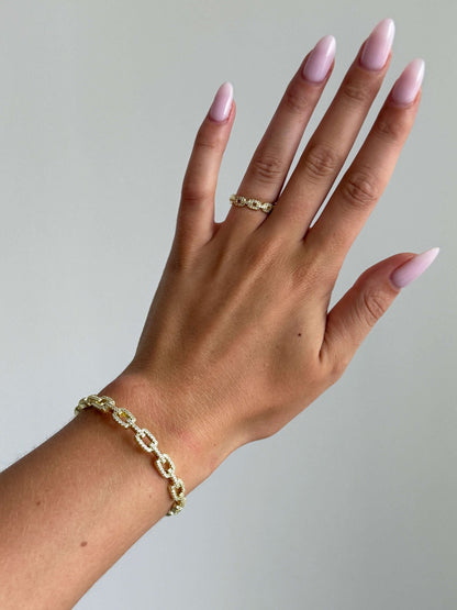 Fenella Adjustable Zirconia Link Ring & Bracelet Set