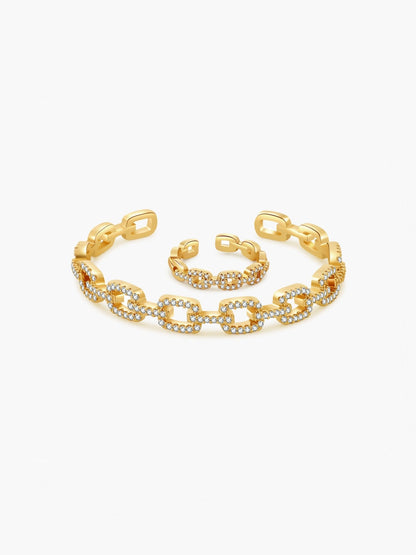 Fenella Adjustable Zirconia Link Ring & Bracelet Set
