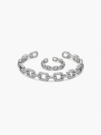 Fenella Adjustable Zirconia Link Ring & Bracelet Set
