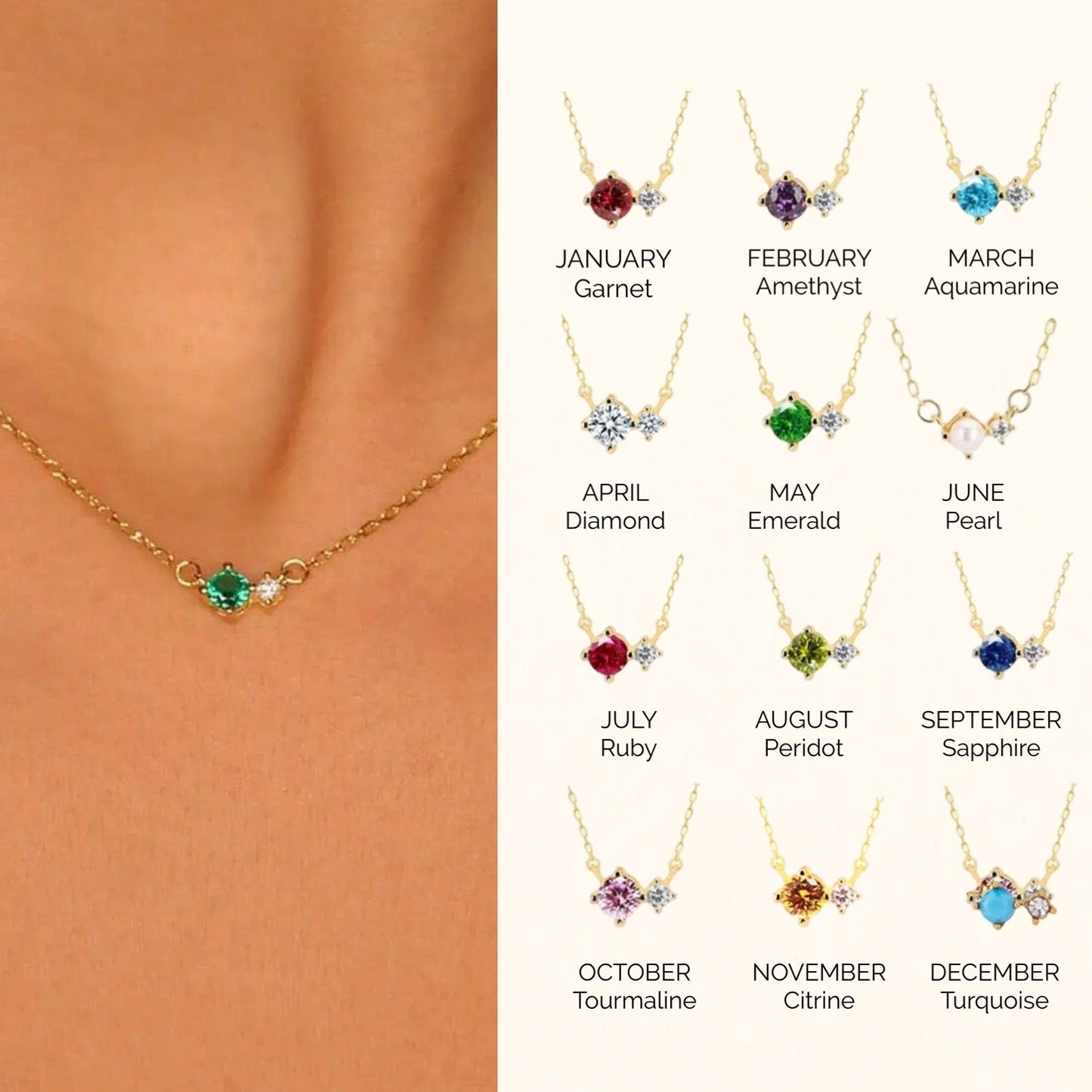 Hayley Birthstone Necklace