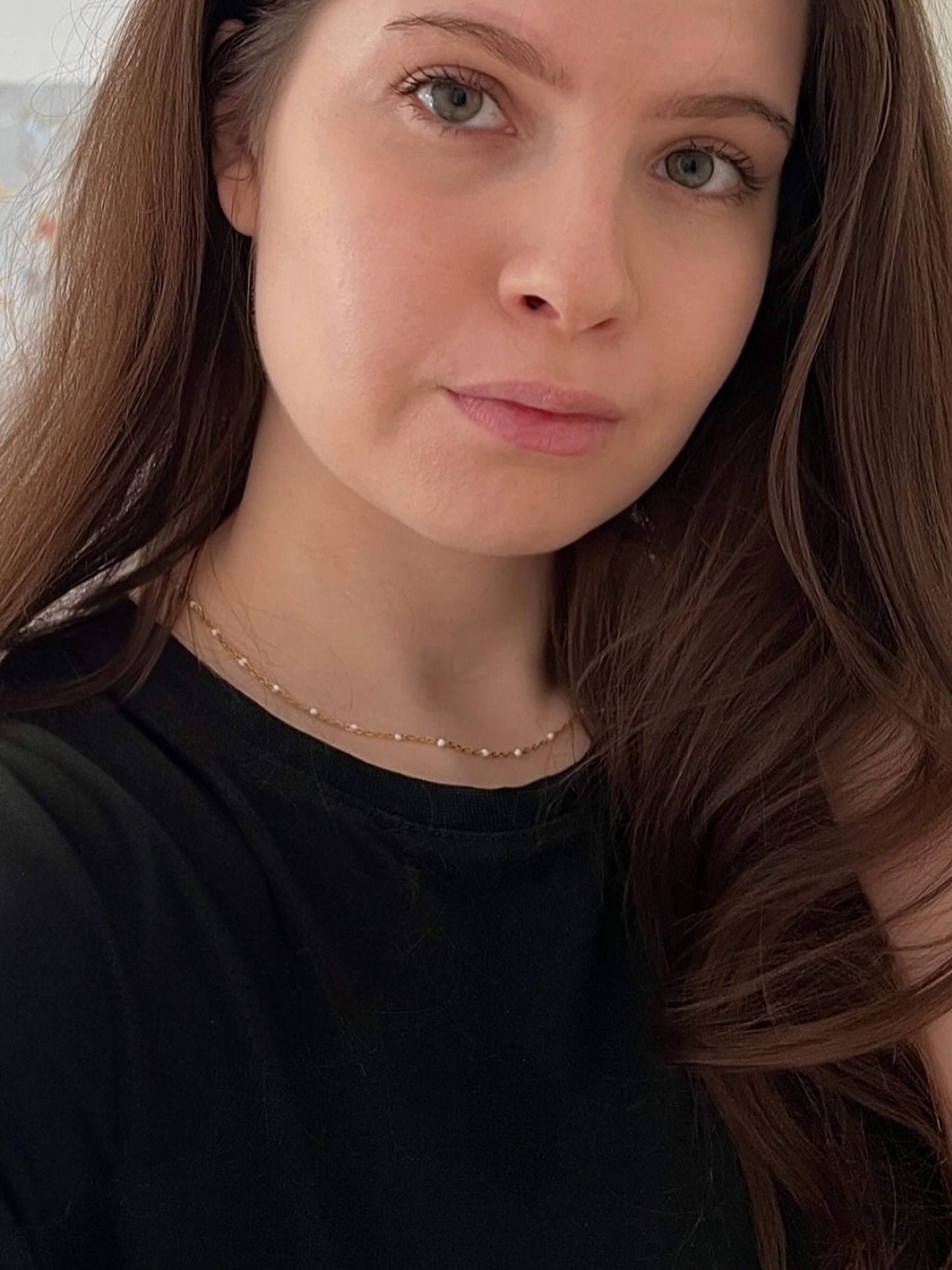 Iona Minimal Pearl Bead Chain Necklace