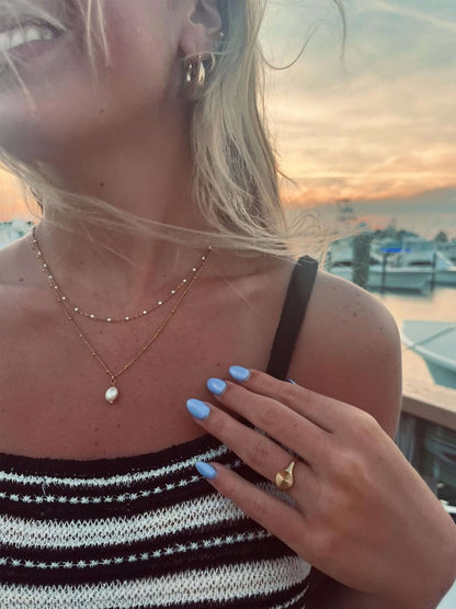 Iona Minimal Pearl Bead Chain Necklace