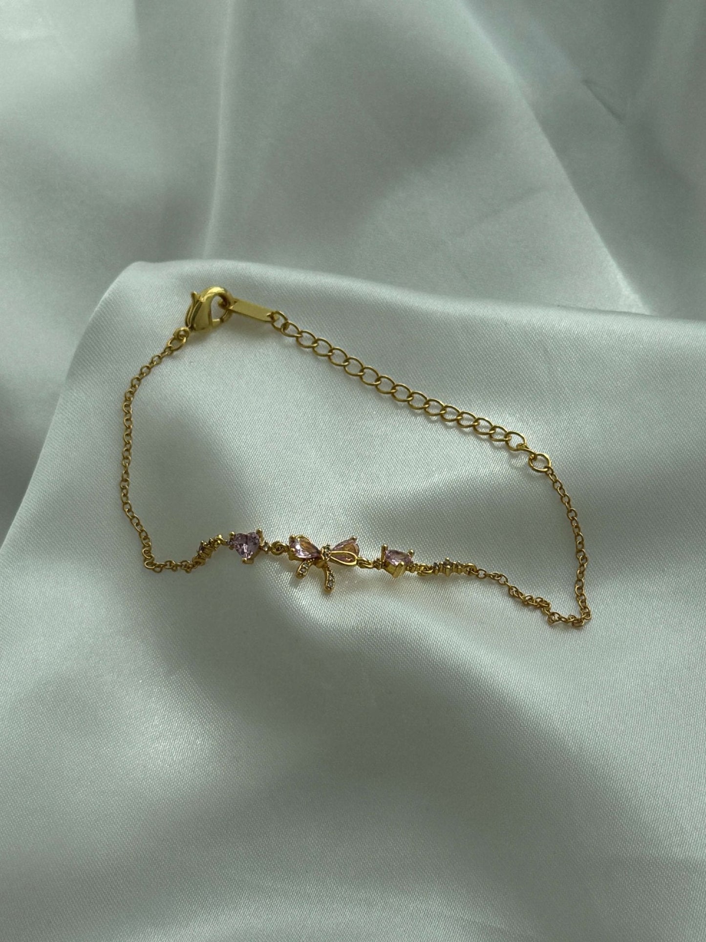 Jasmine Zirconia Bow Detail Chain Bracelet