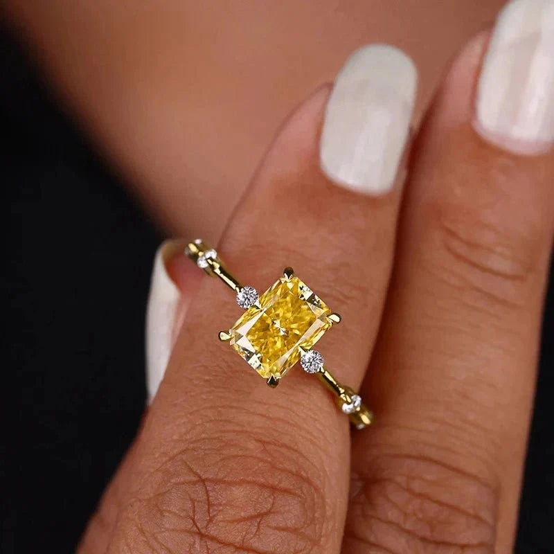 Jasmine Square Yellow Zirconia Ring