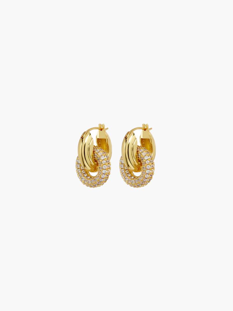 Lena Interlocking Pavé Loop Earrings