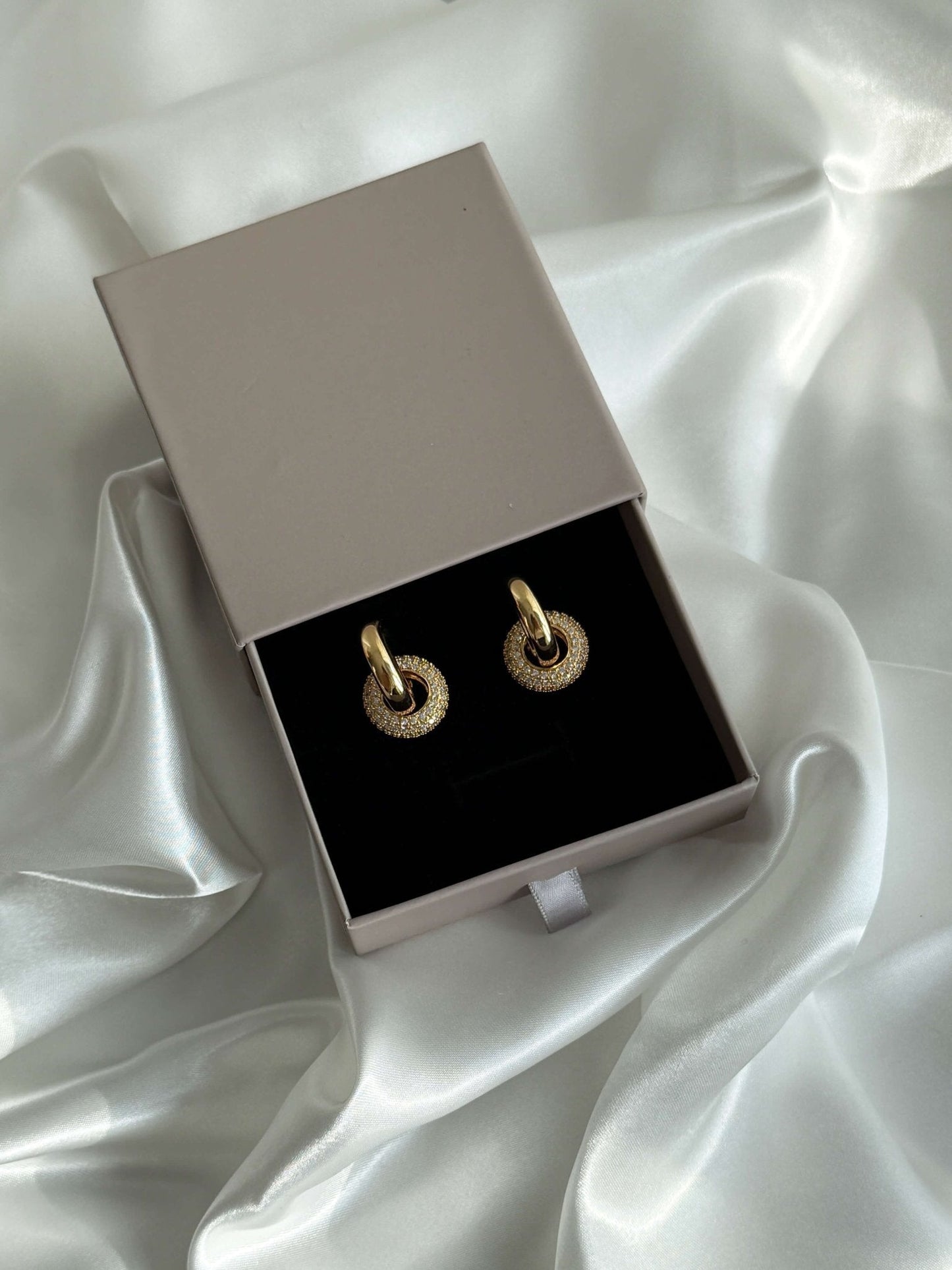 Lena Interlocking Pavé Loop Earrings