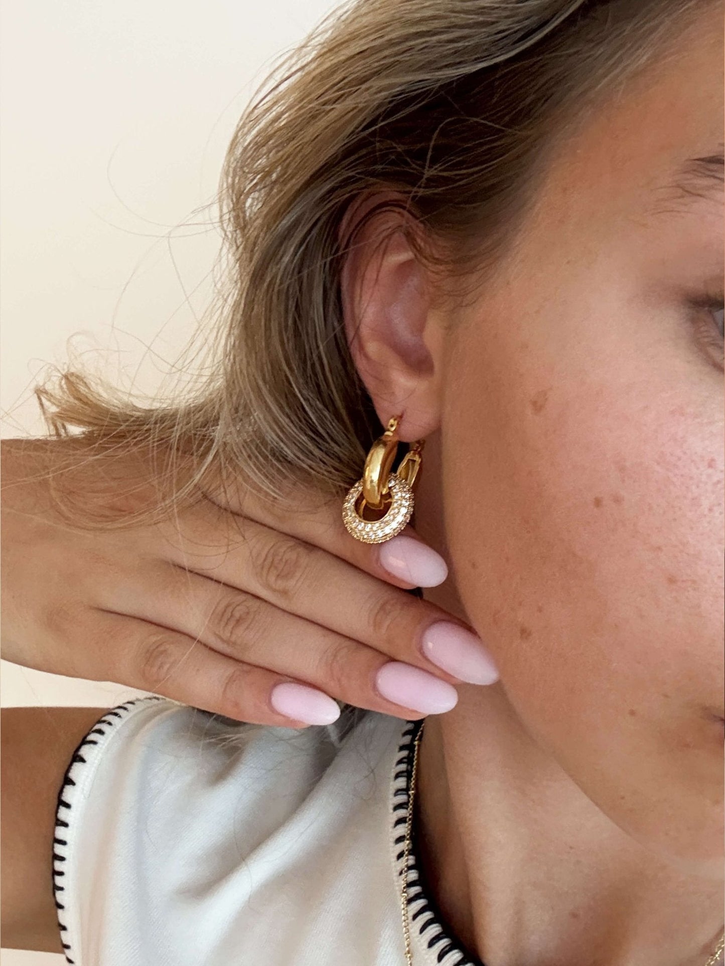 Lena Interlocking Pavé Loop Earrings