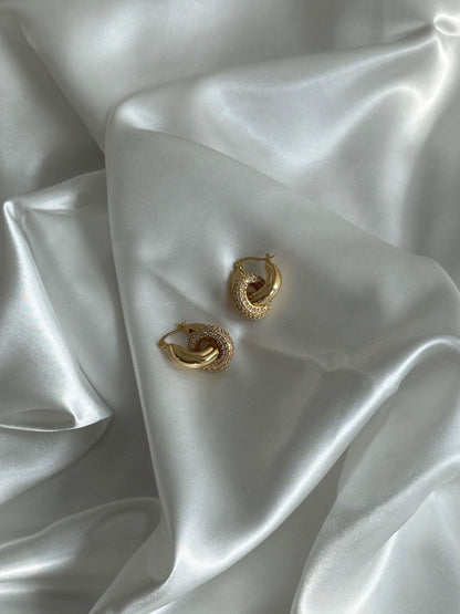 Lena Interlocking Pavé Loop Earrings