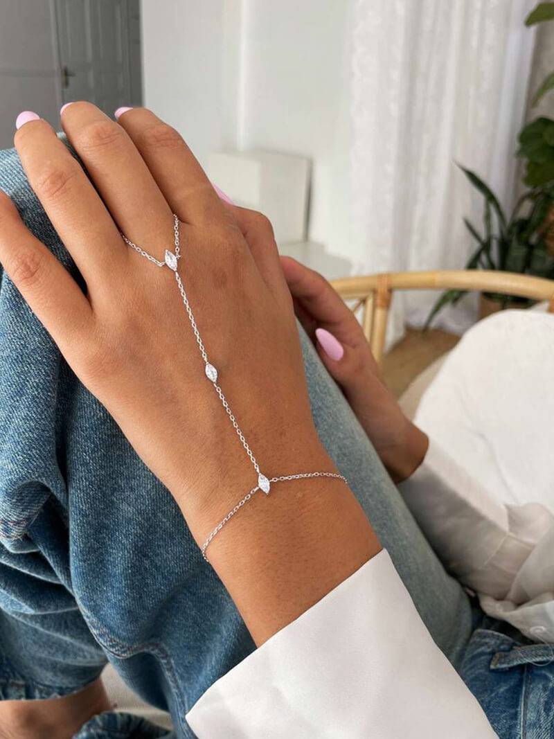 Marquise Zirconia Link Hand Chain