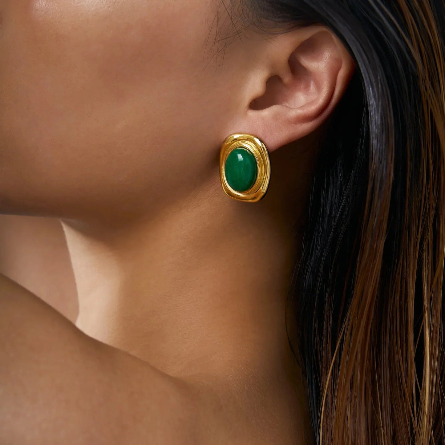 Olivia Oval Natural Stone Earrings