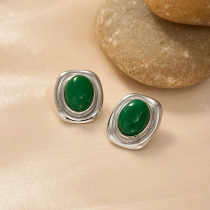 Olivia Oval Natural Stone Earrings