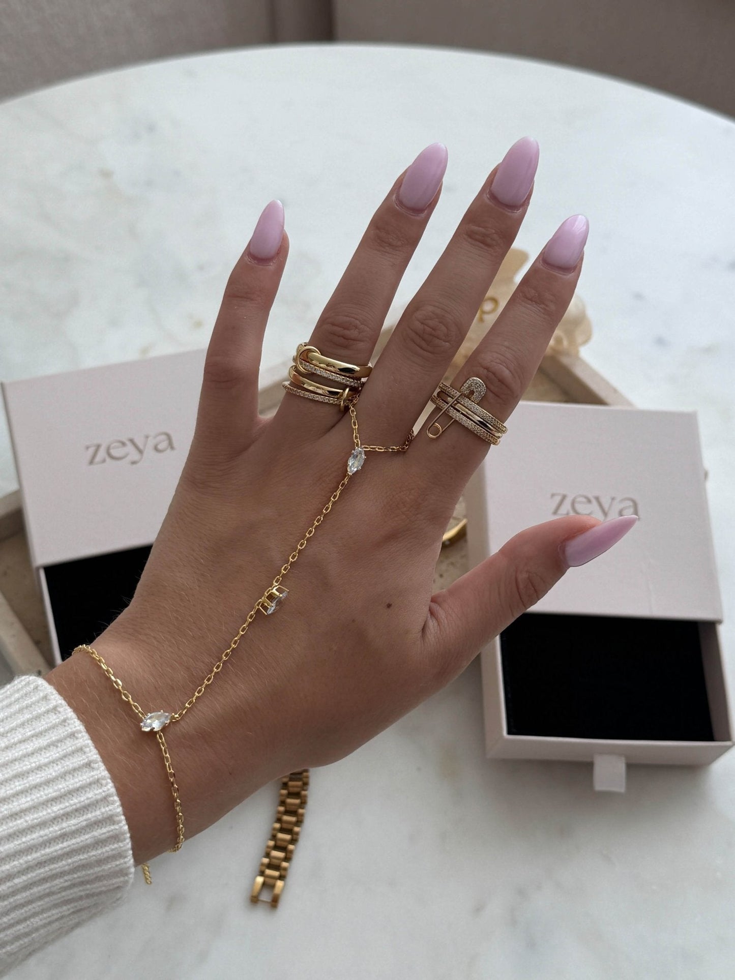 Paloma Sparkling Rhinestone Stacked Ring