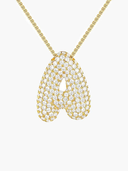 Pavé Bubble Initial Pendant Necklace